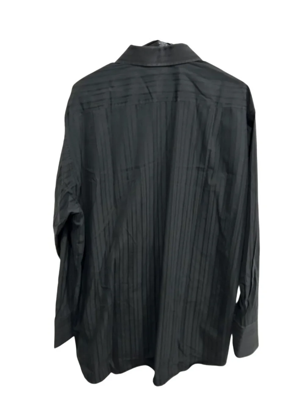 Luchiano Visconti Mens 2XLB Dress Shirt Black Pinstripe Mercerized Cotton Luxury